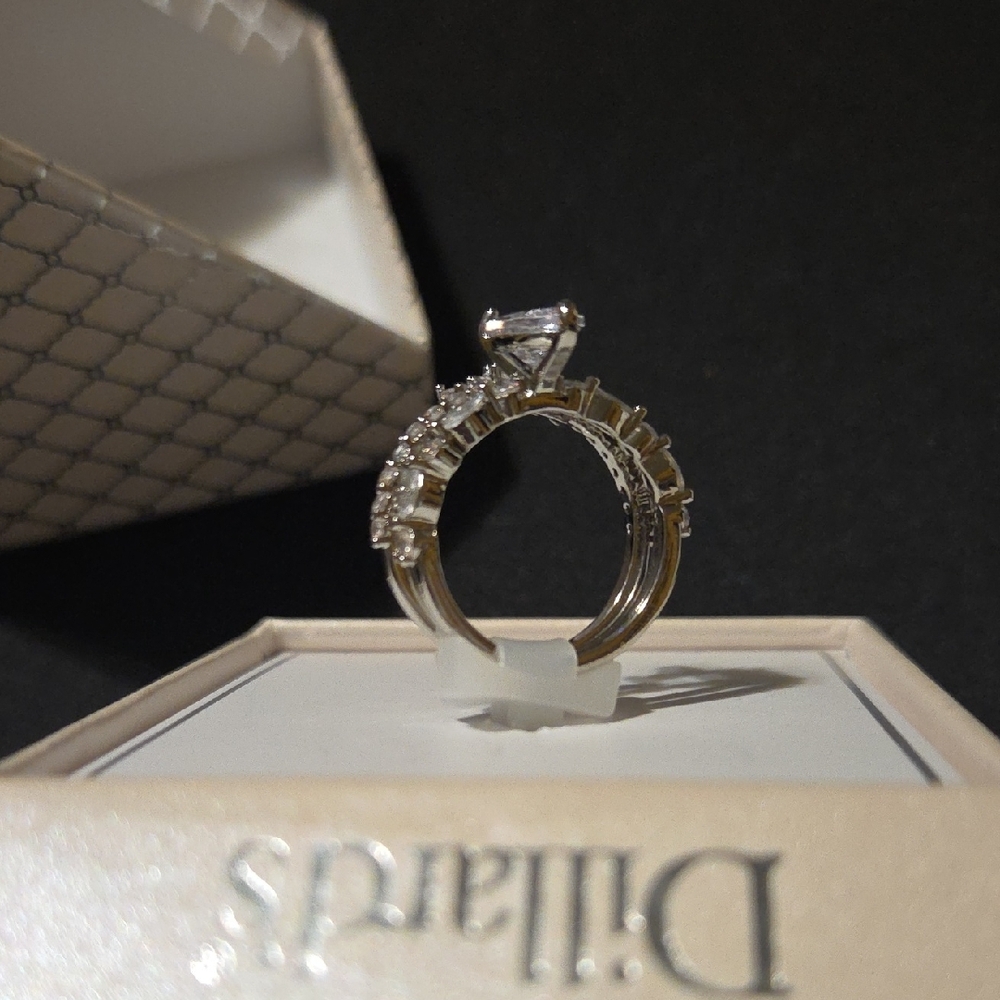 Dillard's Silver Pear-Cut CZ Halo Ring in Silver - Size 8 - Picture 4 of 9